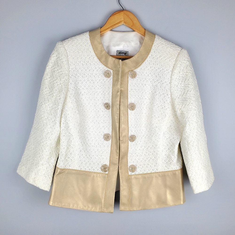 ZELDA Gorgeous Cream & Gold Blazer, Size 10